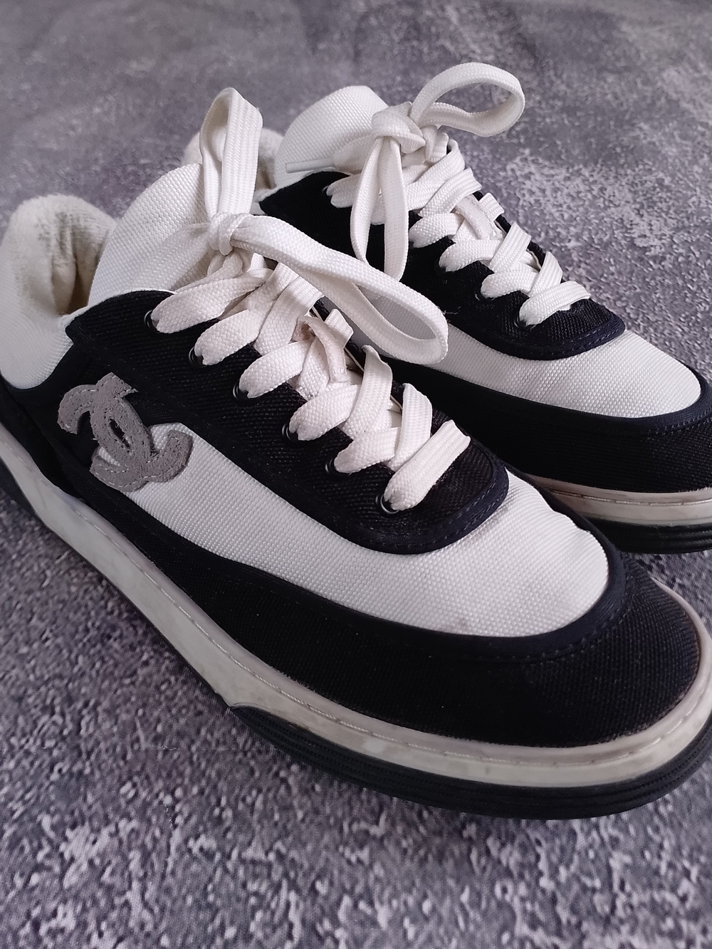 CHANEL Black and White Low-Top Sneakers